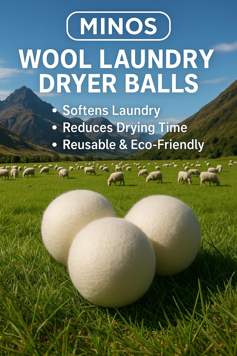 MINOS Natural Wool Dryer Balls | Reusable Natural Fabric Softener | Reduces Wrinkles & Drying Time | Large Dryer Balls is a Better Alternative to Plastic Balls and Liquid Softener| Saves Energy (Pack of 6) - Image 5